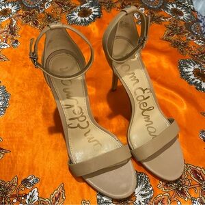 Sam Edelman Amee Nude Leather Ankle Strap Stiletto Sandals Women’s Size 8M